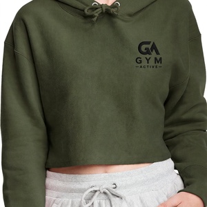 <b>GYM</b> ACTIVE Eco-Friendly Casual Style High Quality Canvas Material Women's Crop Top Hoodie <b>Sweatshirt</b> Drawstring Washed-Quick Dry - Product Image 5