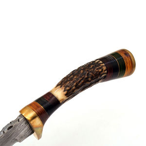 Couteau de chasse OEM en acier Damas fait main avec manche en os et bois, taille personnalisable, lame fixe, couteau de camping et de dépecage - Product Image 4