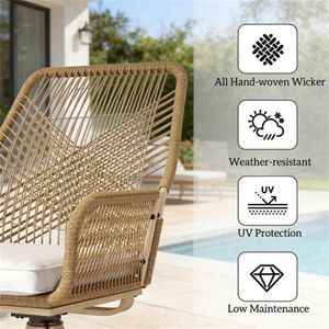 Set di Due Sedie da Pranzo Girevoli Color Kaki, Solo Sedie da Giardino - Product Image 3