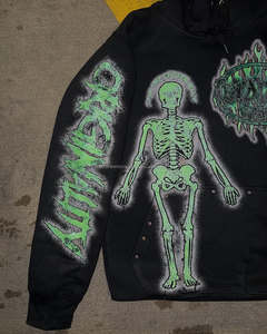Sudadera con capucha de lavado ácido Vintage personalizable para hombre 100% algodón logotipo personalizado bordado estampado de calavera patrón sólido de invierno - Product Image 5