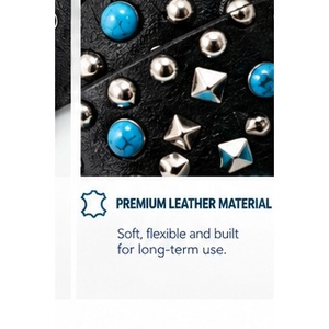 Premium Quality <b>Belt</b> with Turquoise Studs and Alloy Buckle Classic <b>Vintage</b> Style Solid Pattern for Men Casual Wear - Product Image 4