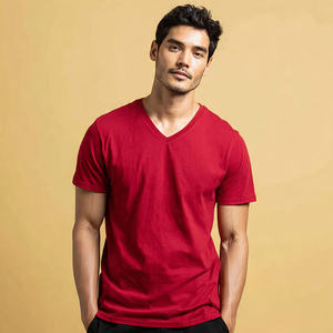 T-shirts d'été pour hommes à col en V, 100% coton, manches courtes, légers, t-shirt tendance streetwear pour hommes, t-shirt à col en V pour hommes - Product Image 5