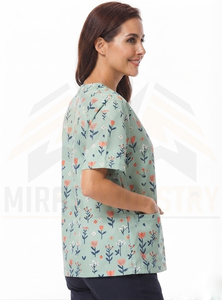 Overol de Trabajo Unisex con Estampado Floral, Manga Corta, Impermeable, Transpirable, de Poliéster, con Bolsillos Delanteros, Detección de Agujas, Sin Costuras - Product Image 3