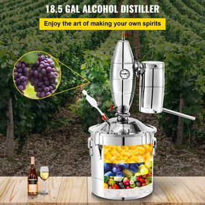 Alambique de Acero Inoxidable 304 de 18.5 Galones/70 Litros, Kit Casero para Hacer Vino y Whisky, Caldera con Termómetro, Destilador a Vapor - Product Image 1