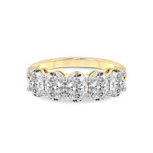 Noble Oval Five <b>Stone</b> Band Lab Grown Diamond 0.50 Ct Tw 14K Solid Gold FG Color VS Clarity 5 Diamond Smooth Facet Finish Row - Product Image 1