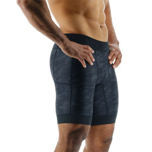 Custom Logo <b>Men's</b> Compression Gym Workout <b>Shorts</b> <b>Black</b> Seamless Mid Waist Fitness Biker Wear Elastic Waist 100% Polyester Solid - Product Image 6