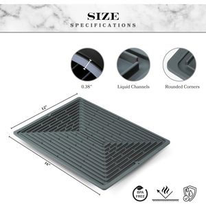 Tappetino Scolapiatti in Silicone Extra Spesso 16"x12" Antiscivolo e Resistente al Calore fino a 450°F ad Asciugatura Rapida con Scanalature Più Profonde Multicolore - Product Image 2