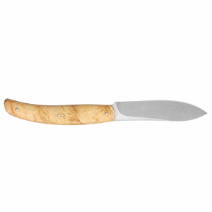 Cuchillos de caza de hoja fija con hoja satinada plateada de punta caída y mango de madera marrón claro natural para camping al aire libre - Product Image 5