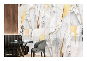 Baldosa de Porcelana Semi Brillante 600x1200mm, Patrón de Mármol Blanco Dorado, para Paredes y Pisos Interiores (S) - Product Image 3