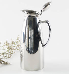 Jarra de agua elegante de metal martillado con tapa a juego, contenedor de acero inoxidable para servir bebidas, para el hogar, restaurante, hotel, cocina - Product Image 1