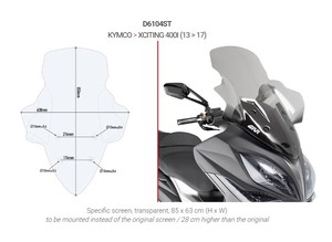 Pare-brise Givi fabriqué en Italie pour Kymco Xciting 400i ('13-'17), D6104ST - Product Image 4