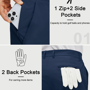 Shorts de golf décontractés pour hommes, taille élastique, logo personnalisé, séchage rapide, respirant, anti-humidité, couleur unie, pour entraînement. - Product Image 4
