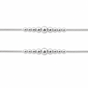 925 Sterling <b>Silver</b> <b>Beaded</b> Chain Anklet for Women High Polish Minimalist Ball Design Daily Wear Beach Party Anniversary Gift - Product Image 3