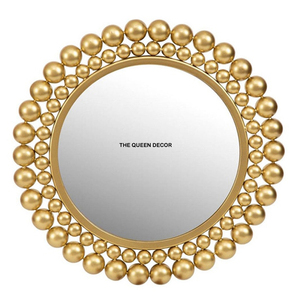 Espejo de pared con marco metálico elegante de calidad premium para el hogar y hoteles, estilo europeo con forma de flor, de alta gama. - Product Image 6