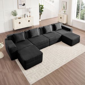Divano Sezionale Moderno Modulare a 4 Posti a U Senza Struttura, Divano Profondo Effetto Nuvola per Soggiorno, Design Contemporaneo Entusiasmante - Product Image 1
