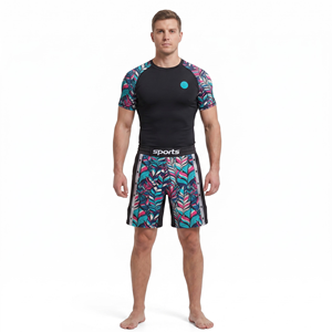 Ensemble de shorts de boxe unisexe pour adultes, imprimé par transfert thermique, évacuation de l'humidité, séchage rapide, fibre de bambou, élasthanne, 220g, une pièce - Product Image 1