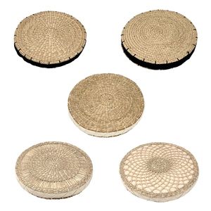 Coussin de sol et coussin de siège ronds en jonc de mer naturel, design japonais moderne - Product Image 1