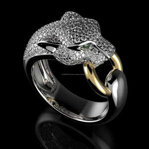 Anillo de Plata de Ley 925 con Diseño de Pantera y Leopardo, Estilo Hip Hop, Regalo de Boda para Amantes de los Animales, Anillo con Diamantes - Product Image 2