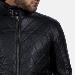 Fashion Vintage Motorcycle Genuine Leather Oversized Regular Fit Breathable <b>Waterproof</b> <b>Warm</b> Black Studded <b>Jacket</b> for Men - Product Image 4