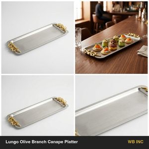 Bandeja de Acero Inoxidable SS304 de 55 cm con Acabado Satinado y Detalles en Oro, con Asas en Forma de Rama, para Decoración del Hogar - Product Image 6