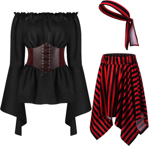 Disfraz de Reina Pirata Sexy para Mujer con Corsé, Sombrero Tricornio, Traje Gótico Renacentista, Disfraz de Halloween, Disfraz de Mascarada - Product Image 3