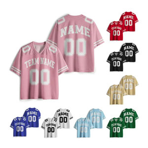 Custom Sublimated American Football Jersey V Neck <b>Short</b> Sleeve Unisex Breathable <b>Mesh</b> Teamwear for Adults All Seasons - Product Image 1