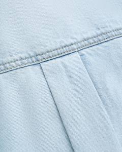 Camisa de mezclilla de punto lisa de manga larga para hombre, corte holgado, transpirable, antiencogimiento, cierre de un botón, cuello vuelto, otoño - Product Image 4