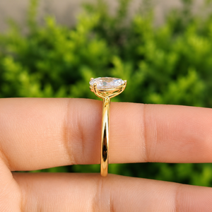 14K Yellow Gold Pear And <b>Emerald</b> Cut Moissanite Engagement <b>Ring</b> Toi Et Moi Wedding Jewelry for Women - Product Image 4