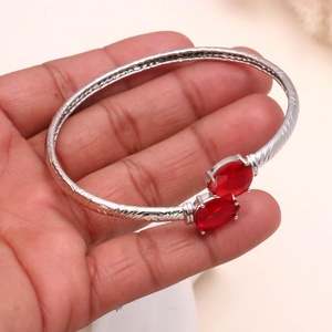 Pulsera Ajustable de Rubí, Chapada en Plata 925, Joyería Delicada con Piedras Preciosas para Uso Diario, Precio de Fábrica - Product Image 3