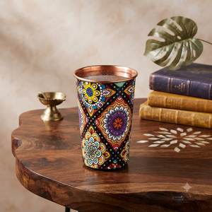 Vaso de Cobre Puro con Diseño Impreso, Hecho a Mano, Ayurvédico, Decorativo, para Hogar, Hotel, Restaurante, Bar - Product Image 4