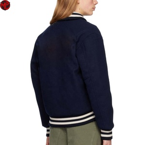 Veste universitaire pour femme, hiver, laine et polyester, boutonnée, coupe classique, col, manches et ourlet côtelés, OEM - Product Image 6