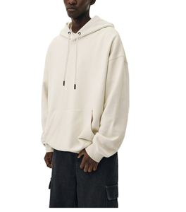 NOUVEAUTÉ SWEATSHIRT À CAPUCHE SURDIMENSIONNÉ POUR HOMME AVEC LOGO PERSONNALISÉ, POLAR CVC POUR GRANDS POIDS, VENTE EN GROS, SWEATSHIRT À ÉPAULES DÉCROCHÉES, BLANC - Product Image 1