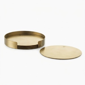 Luxury Brass Hexagon <b>Coasters</b> Set Of 4 Geometric Metal Drink <b>Coaster</b> Tree Pattern Cup Mat Modern <b>Gold</b> Tableware Decor For Hotel - Product Image 2