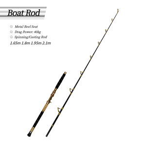 Canne à pêche en eau salée 1.65m 1.8m 1.95m 2.1m avec porte-moulinet métallique, canne à leurre en fibre de verre pour la pêche en bateau, spinning et casting, pour GT, Marlin, Sailfish - Product Image 3