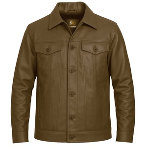High Quality Custom <b>Mens</b> Sporty Leather <b>Trucker</b> <b>Jacket</b> OEM Custom Logo Windproof Winter Outerwear - Product Image 1