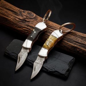 Mini-outil pliant personnalisé porte-clés avec motif en acier Damas, design compact pour cadeau de poche, garantie 3 ans, OEM/ODM B2B - Product Image 1