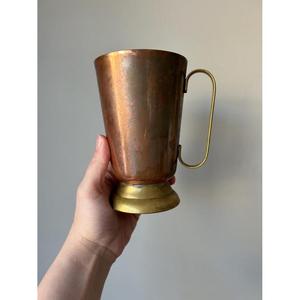 Taza de cobre vintage con base y asa de latón, accesorio de bar reutilizable, artículos para beber, tazas antiguas para beber en casa, estilo mediados de siglo - Product Image 4