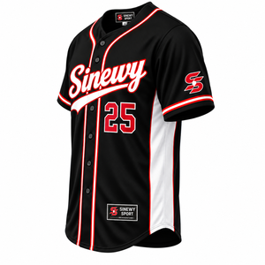 Camiseta de Béisbol Deportiva para Hombre, Negra, Roja y Blanca, Talla L, Secado Rápido, Manga Corta, Cierre de Botones, Ropa Deportiva para Adultos - Product Image 4