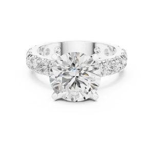 Bague de fiançailles en diamant de laboratoire rond brillant 3 carats, or massif 18 carats, certifiée IGI, avec large bande d'accentuation éternelle, VVS E-F - Product Image 3