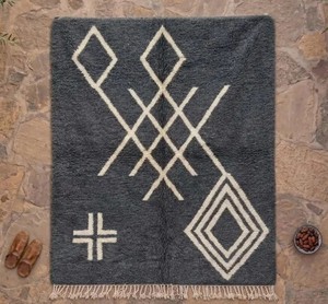 ART INDIA TEX Tapis berbère Beni Ourain authentique marocain fait main, à poils épais, avec envers antidérapant, lavable, pour la décoration intérieure, vente en gros - Product Image 6