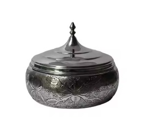 Marmite de luxe dorée martelée avec support métallique décoratif, plat de service isotherme - Product Image 5