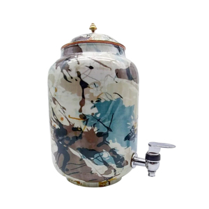 Dispensador de agua de cobre puro martillado de 5L con soporte de hierro resistente y tapete tradicional ayurvédico de cobre para la salud y el bienestar. - Product Image 2