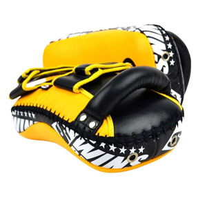 Yellow Twins Standard Curved Leather Kick Pads Workout <b>Protective</b> Custom Made Thai Pad Boxing & MMA Muay Thai Kick <b>Shields</b> - Product Image 3