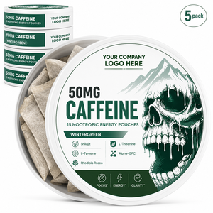 Bolsitas de Energía Nootrópicas con 50 mg de Cafeína, Sabor a Wintergreen, Marca Privada, Fabricante OEM - Product Image 1