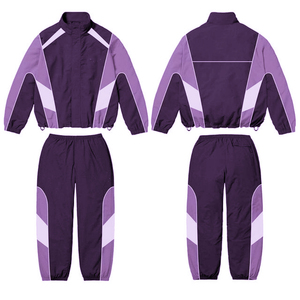 Polyester Tracksuits Zip up <b>Nylon</b> Unisex Pants <b>Jogger</b> Gym Sets Custom Reflective Strips <b>Nylon</b> Sweatsuit for Men - Product Image 4