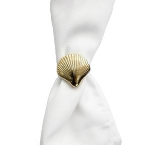 Juego de Anillos para Servilletas con Diseño de Concha Metálica Dorada, Decoración de Mesa para Comedor, Bodas, Fiestas, Hoteles, Restaurantes y Hogar - Product Image 1