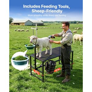 Soporte de ordeño para cabras de alta resistencia, capacidad de 600 lb, con comedero, cabezal ajustable, cesta para herramientas y poste de engrosamiento - Product Image 6