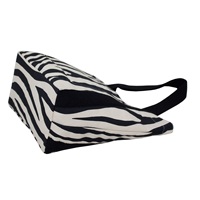 Tas Tote Desainer Kanvas Alami 12 Oz dengan Cetakan Tekstur Hewan Zebra dan Pegangan Kain Katun Promosi Eksklusif