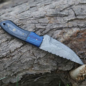 Cuchillo de Caza Profesional de Acero de Damasco, Mango de Acero de Damasco, Hoja Recta con Borde Plano, Alta Calidad, OEM Personalizable - Product Image 6