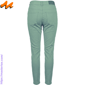 Pantalones de mezclilla de cintura media ajustados para mujer, de algodón/poliéster/elástico, de longitud completa, tela transpirable, para primavera, con un peso de 9.28 oz. - Product Image 2